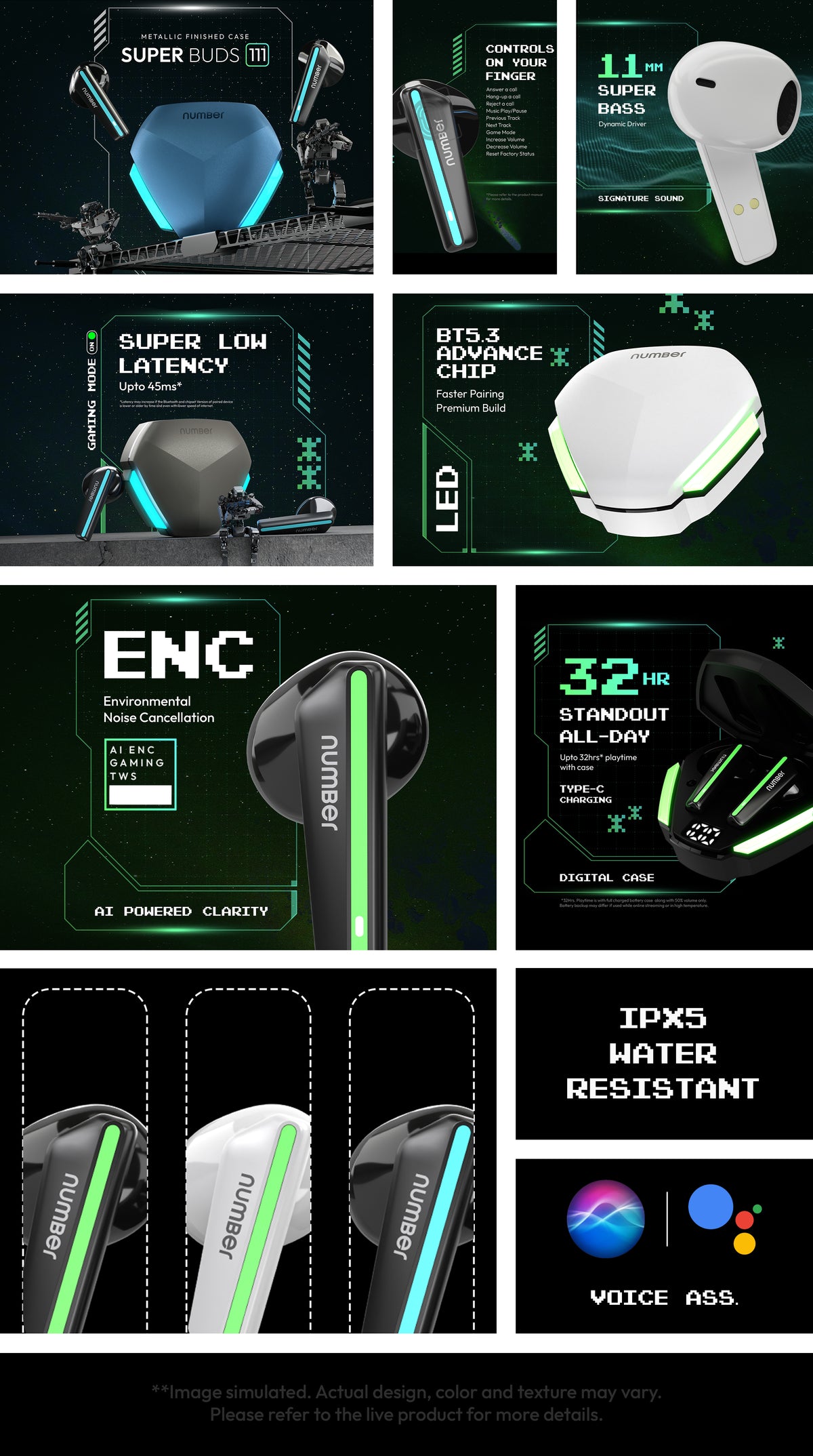 Number Super Buds 111 Wireless Earbuds